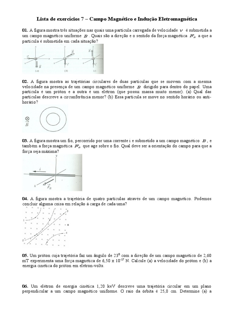 Lista de Exercícios 7 | PDF | Magnetismo | Campo magnético