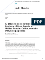 El Proyecto Sociocultural de La Izquierda Chilena Durante La Unidad Popular. Crítica, Verdad e Inmunología Política