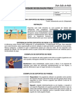 Atividade - Educação Fisica - Esportes Rede Parede