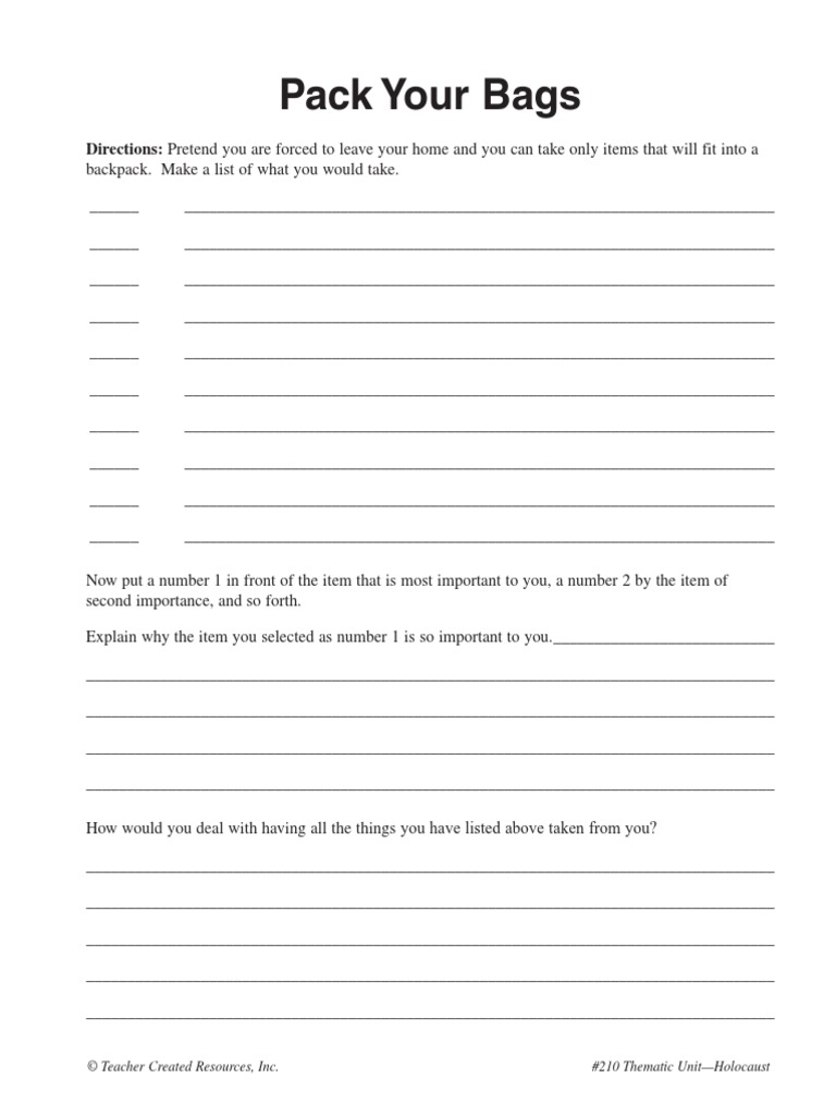 Holocaust Thematic Unit Activity | PDF | Business | Finance & Money ...