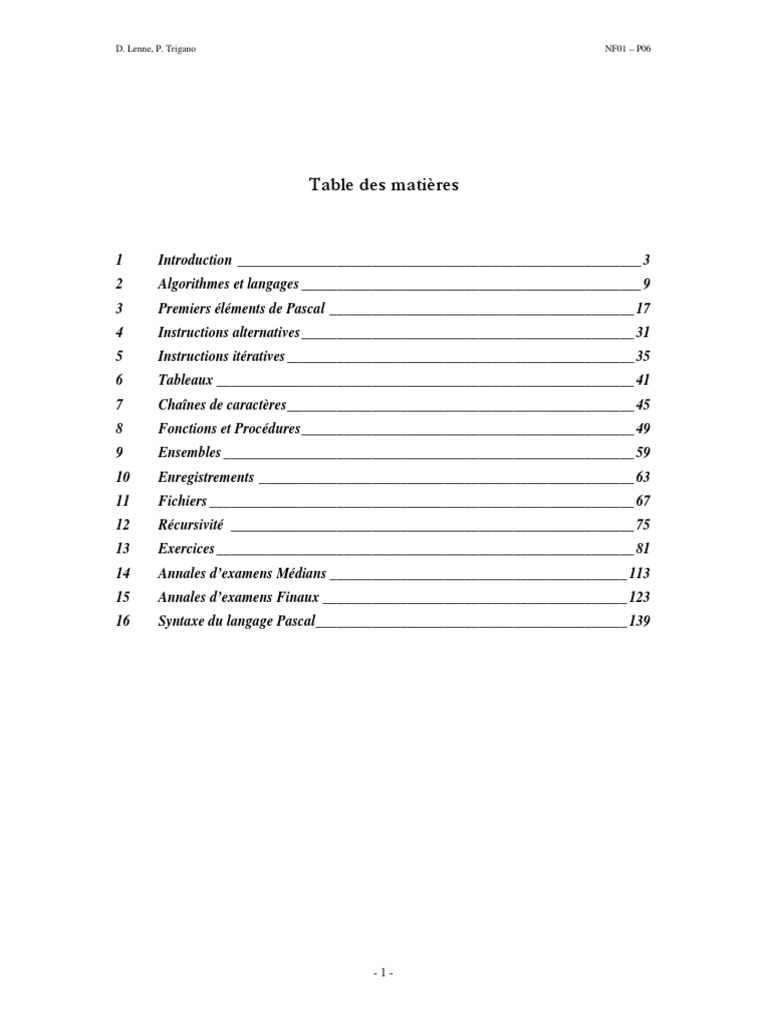 Programmation et Algorithmes en Pascal | PDF | Programme informatique ...