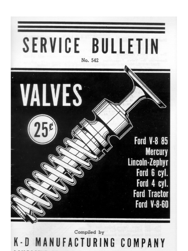 KD Valve Service Bulletin PDF Carburetor Engines