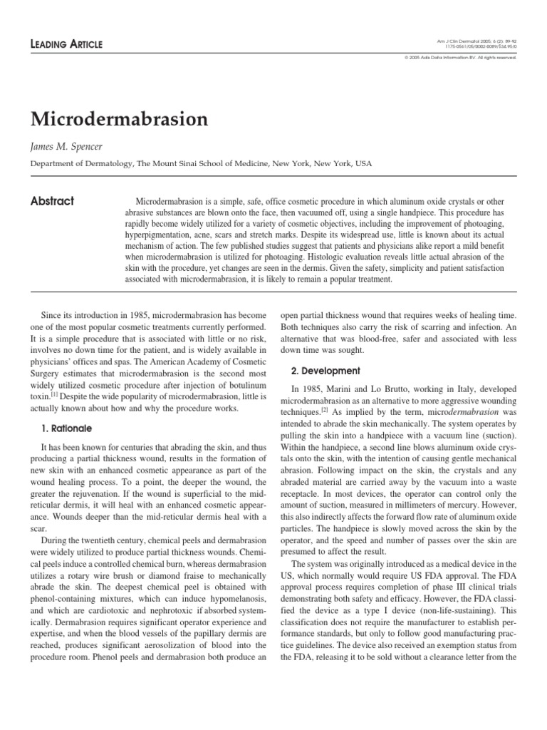 Microdermabrasion: James M. Spencer | PDF | Clinical Medicine ...