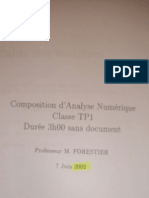 Analyse Numérique 2002 - Sujet