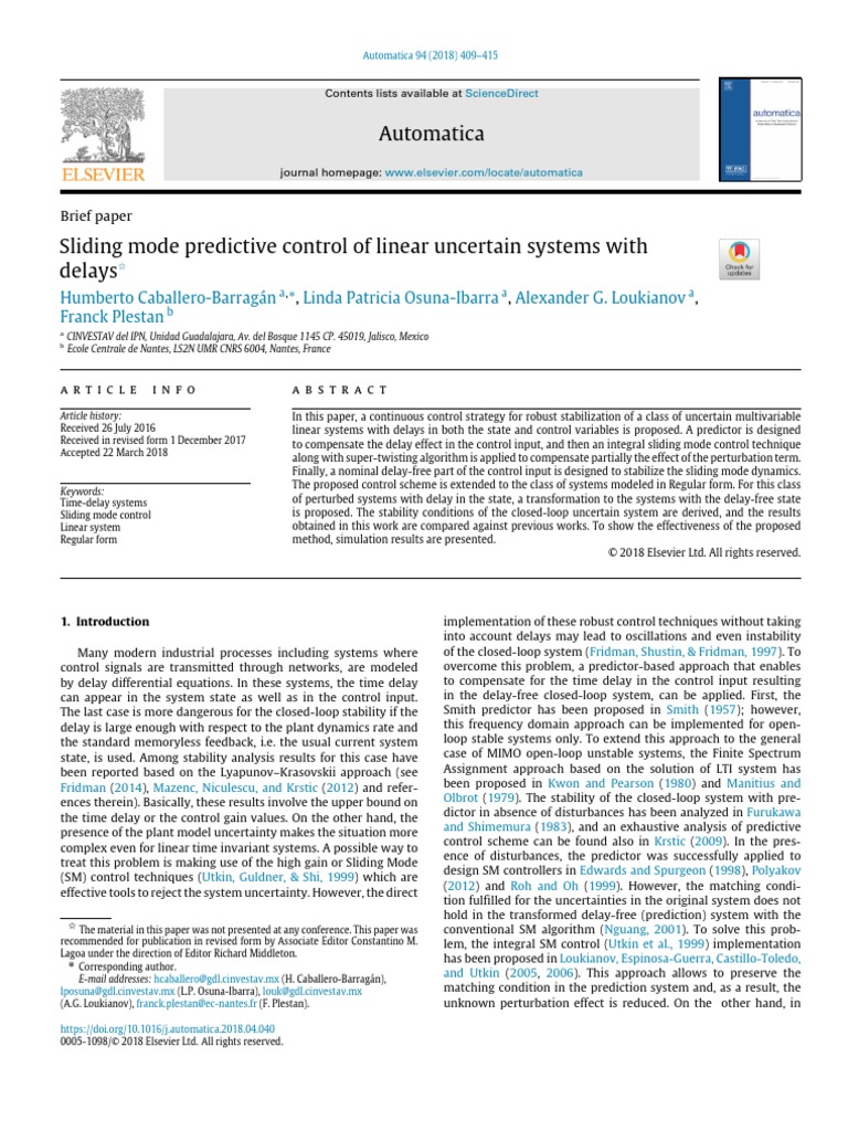 07 - Sliding Mode Predictive Control of Linear Uncertain Systems With ...