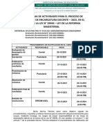 Cronograma de Actividades para El Proceso de Ratificacion de Encargatura Docente