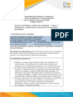 Guía de Actividades y Rúbrica de Evaluación-Tarea 3 Condiciones, Comunicación y Técnicas de La Entrevista Psicológica