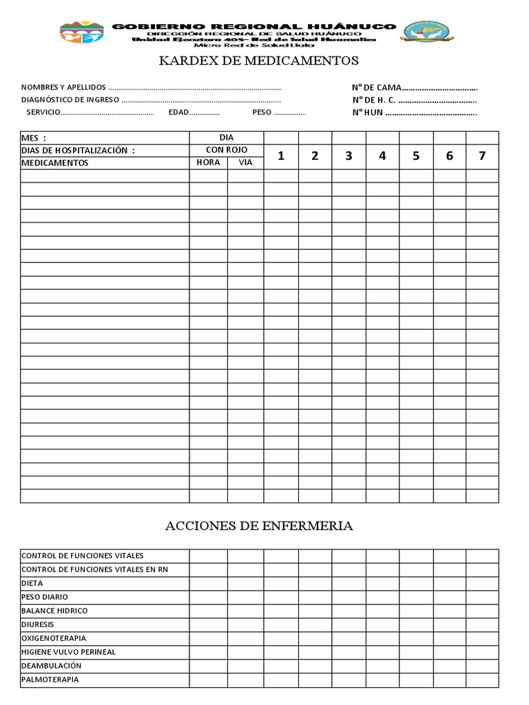 Kardex de Medicamentos y Enfermería | PDF | Relaciones personales ...