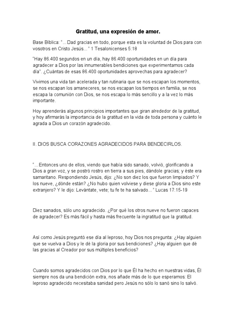 La Importancia de la Gratitud a Dios | PDF | Bendición | Dios