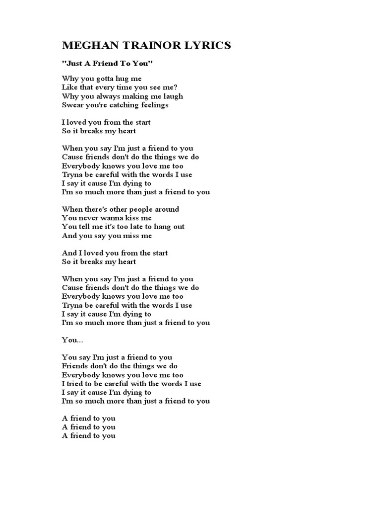 MEGHAN TRAINOR LYRICS Just A Friend To You PDF