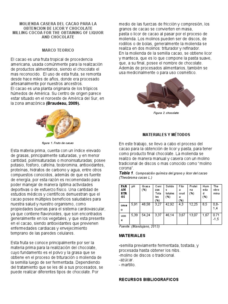 Molienda Casera de Cacao | PDF | Chocolate | Comillas, image size:768x1024