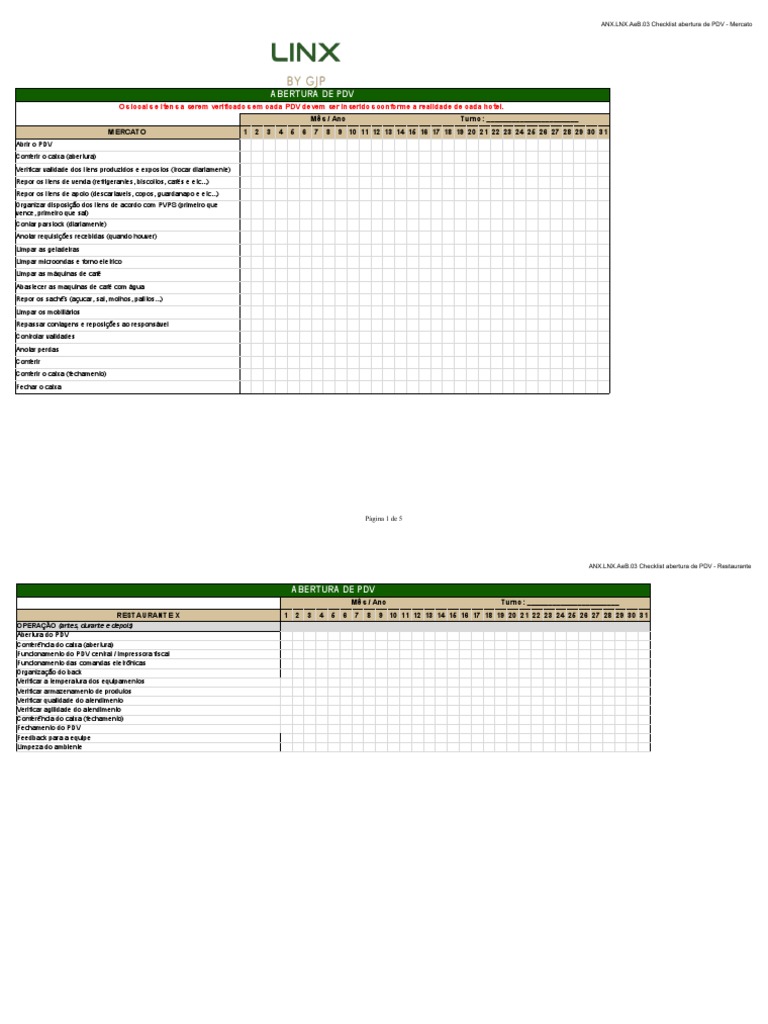 Checklist de Abertura de PDV | PDF | Bens manufaturados