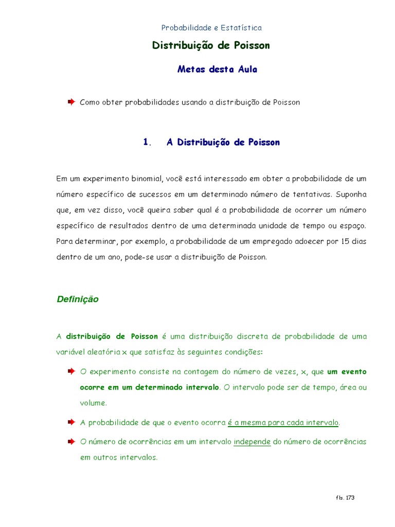 Probabilidade com Distribuição de Poisson | PDF | Distribuição de ...
