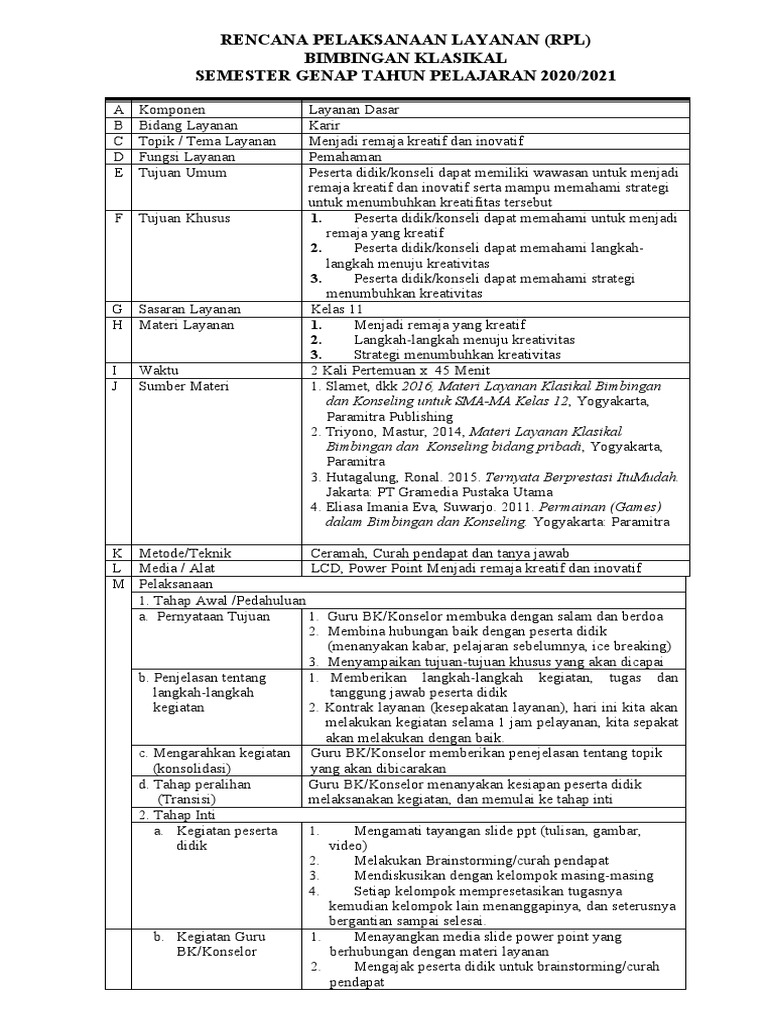 RPL Menjadi Remaja Kreatif Dan Inovatif | PDF