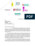 Carta Al Presidente de La Nación Por Designación de Jueza CSJN 2021