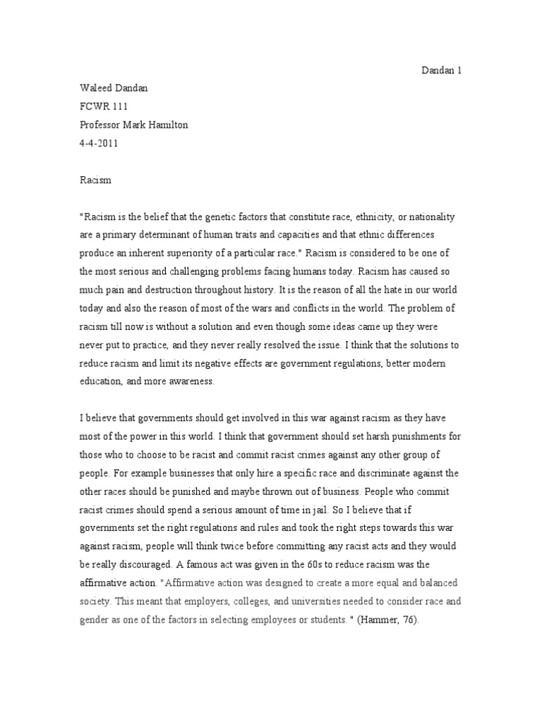 racial discrimination essay