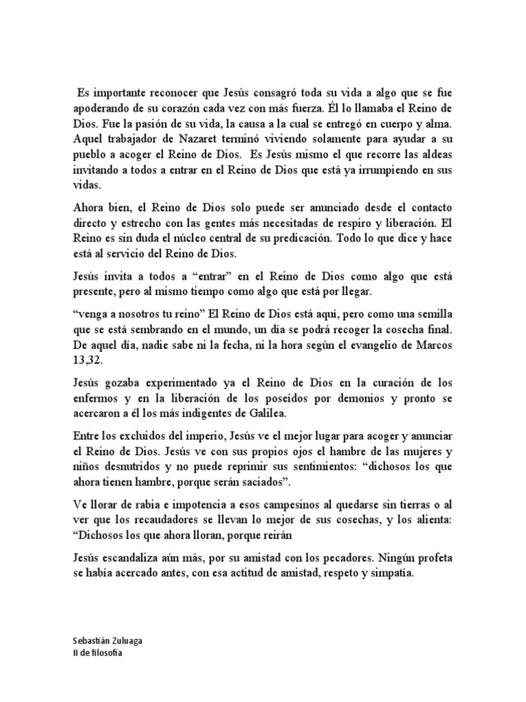 El Reino de Dios en la vida de Jesús | PDF | Jesús | Reinado y reino de ...