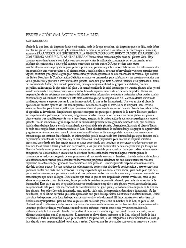 Mensaje de la Confederación Galáctica | PDF | Ligero | Galaxia