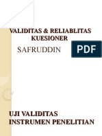 VALIDITAS DAN RELIABILITAS KUESIONER