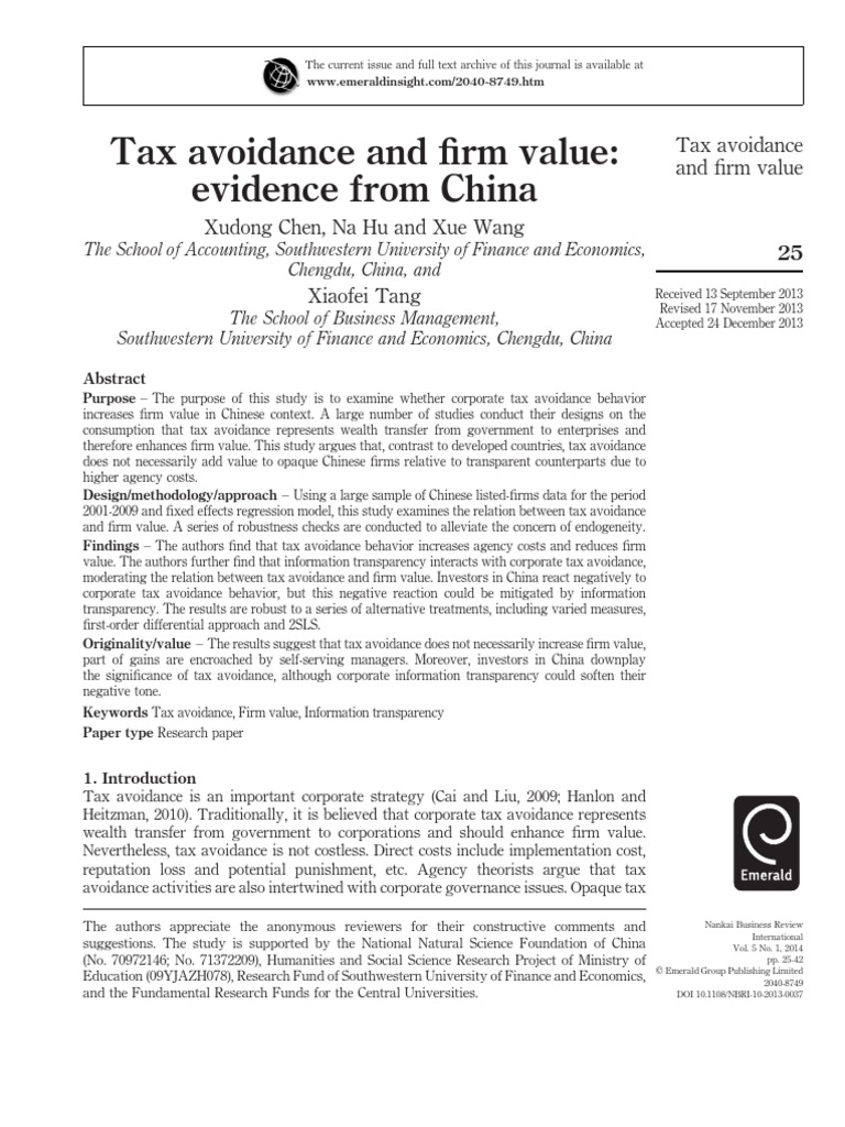 Tax Avoidance and Firm Value | PDF | Taxes | Tax Avoidance