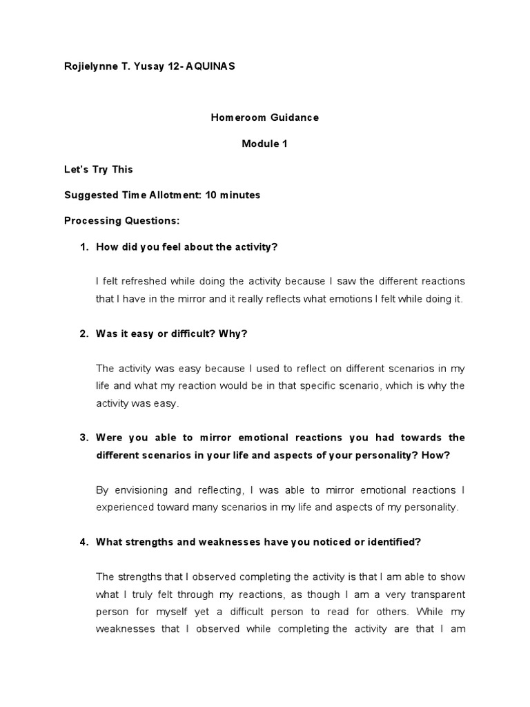 Homeroom Guidance Module 1 To 3 | PDF | Socialization | Human Nature