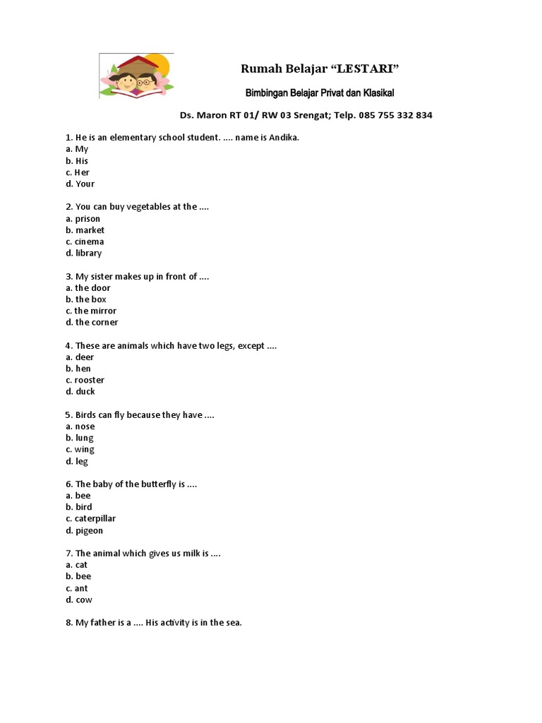 Bahasa Inggris Kelas 4 | PDF | Language Arts & Discipline