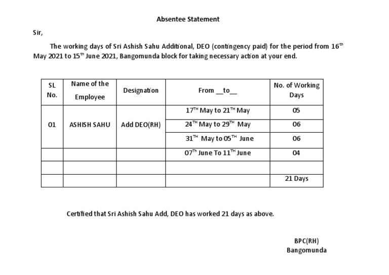 Absentee Statement | PDF