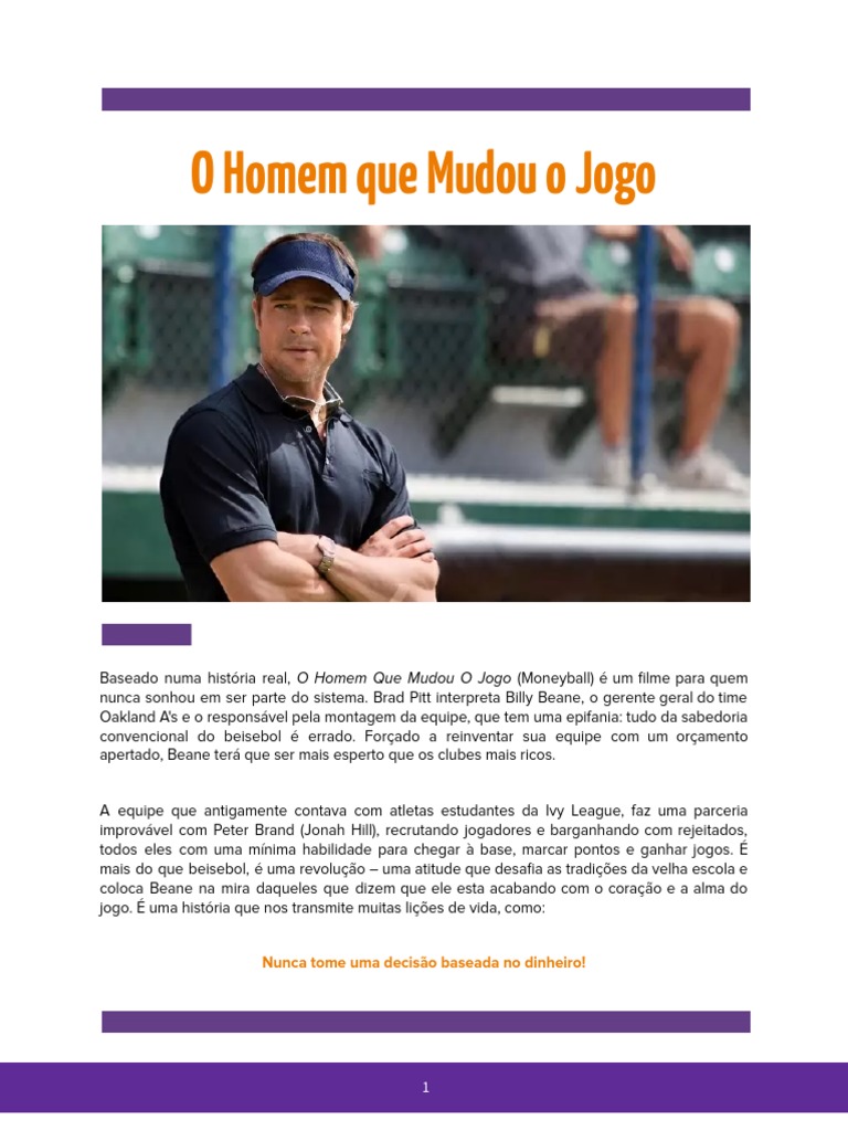 O Homem que Mudou o Jogo: Resumo | PDF