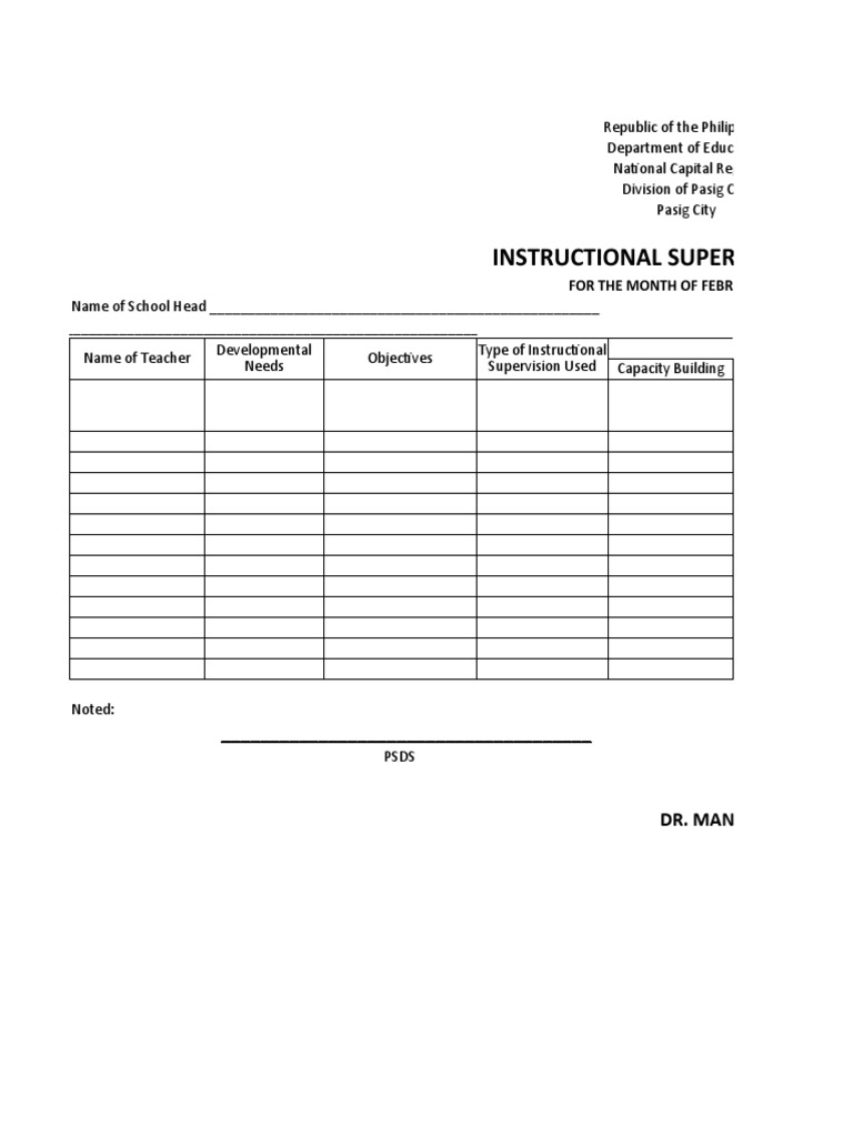 Instructional Supervisory Plan: For The Month of February, 2021 | PDF ...