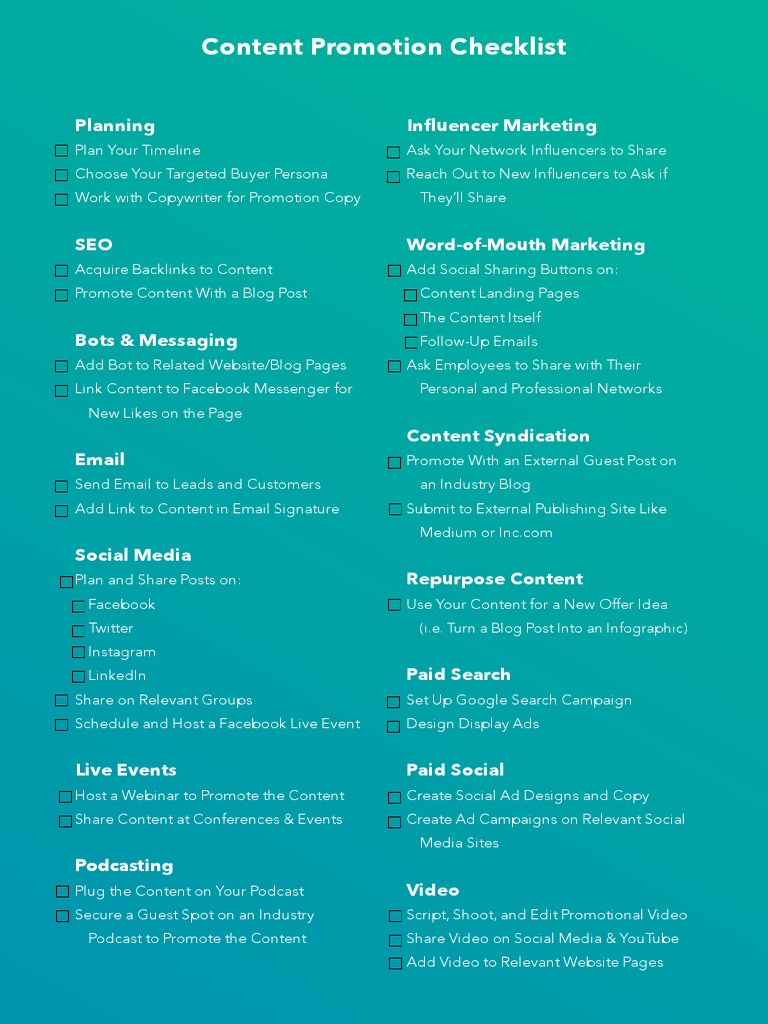 Content Promotion Checklist v1 | PDF