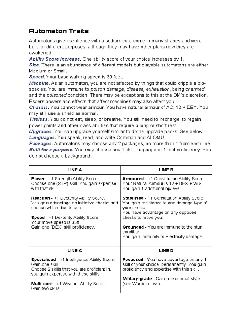Automaton Strength and Traits Overview | PDF