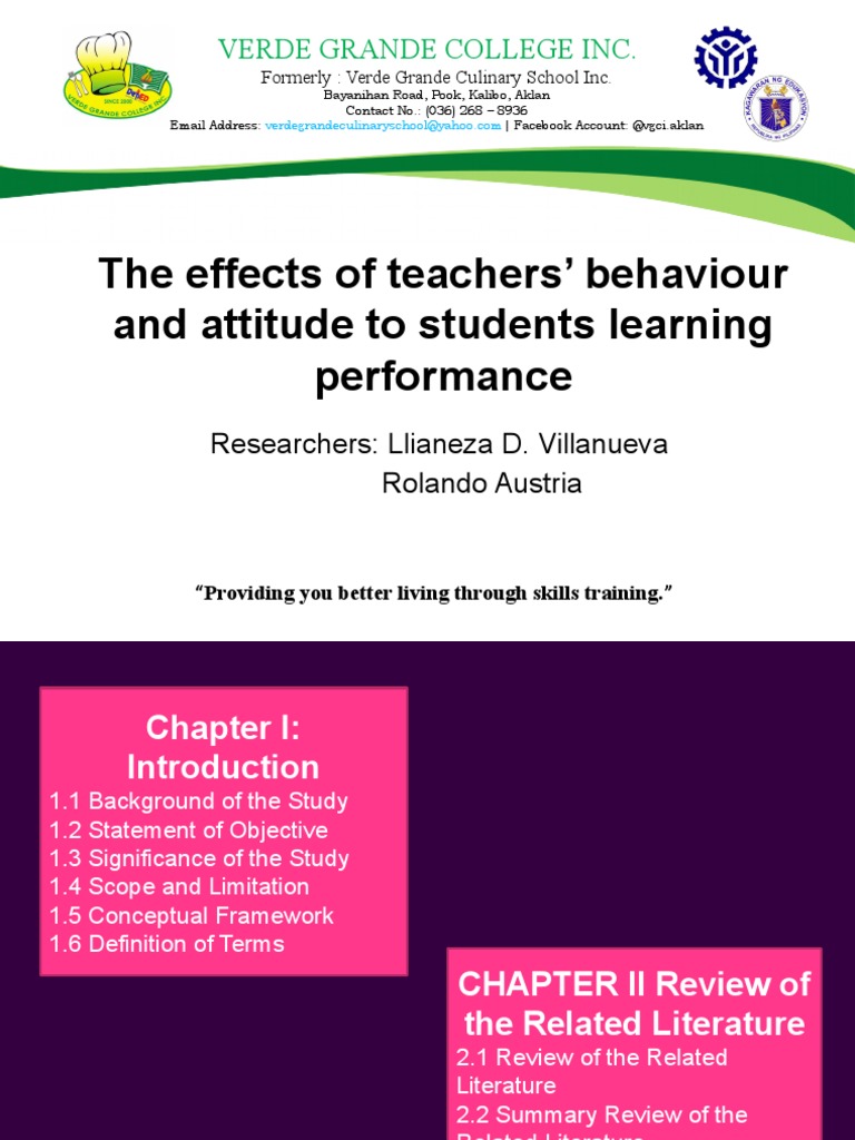 The Effects of Teachers' Behaviour and Attitude To Students Learning ...