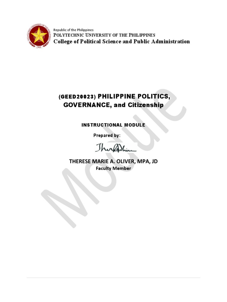 Philippine Politics and Governance Module | PDF | Territorial Waters ...