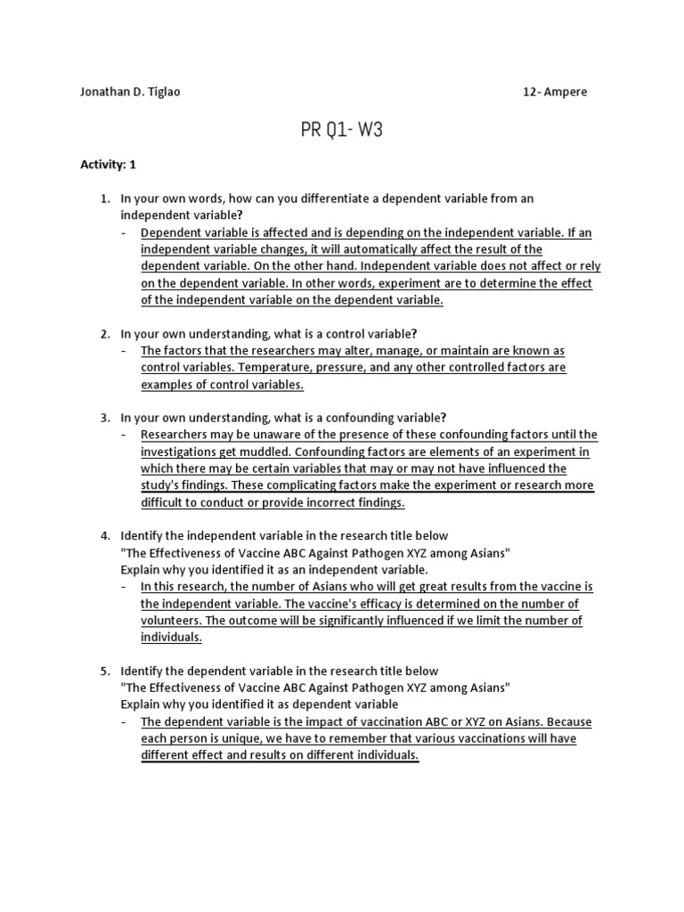 Understanding Variables in Research | PDF | Experiment | Dependent And ...