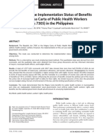 Determining The Implementation Status of Benefits Under Magna Carta of Public Health Workers (RA 7305) in The Philippines