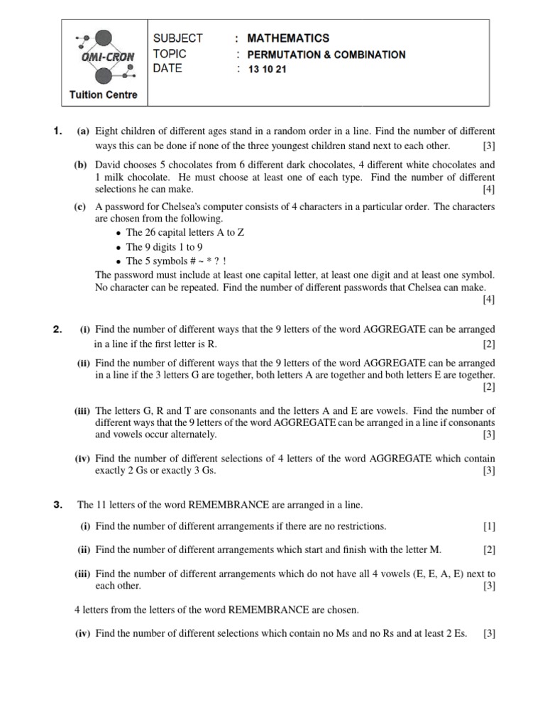 Permutation & Combination | PDF | Consonant | Password