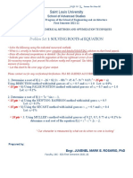 Problem Set 1: Solving Roots of Equation: Saint Louis University