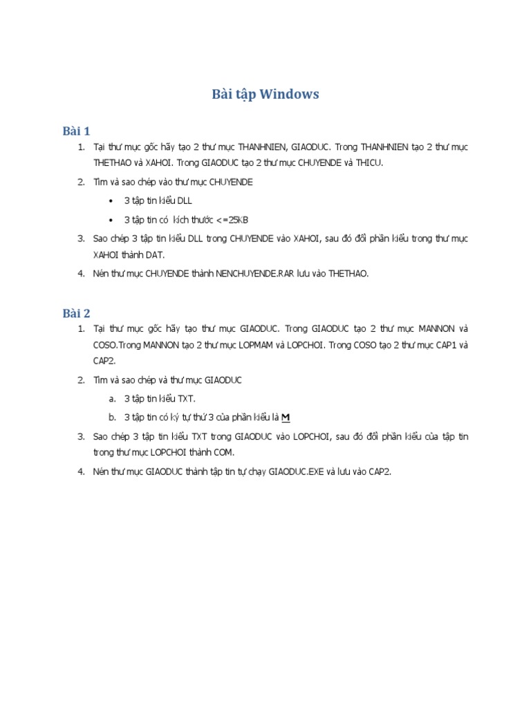 Bai Tap Windows | PDF