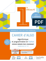 Cahier D Algo. Algorithmique Et Programmation en Python Version Corrigée Pour L Enseignant Exercices Et TP