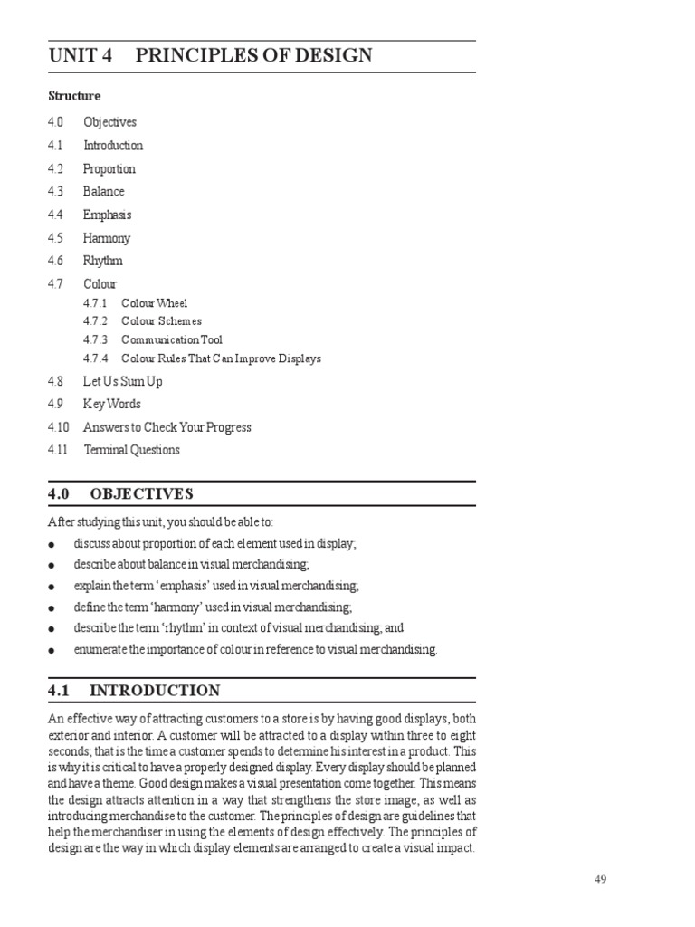 Principles of Design in Visual Merchandising | PDF | Color | Vision