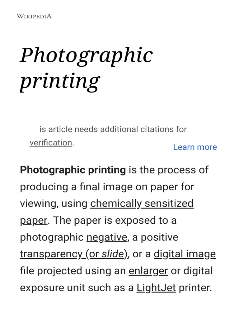 Photographic Printing Process Explained | PDF | Imaging | Photography ...