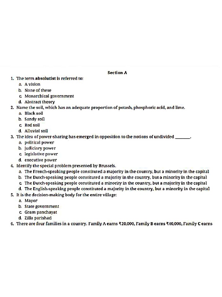 Social Sample Paper 2 | PDF