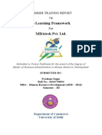 E-Learning Framework Mbatrek Pvt. LTD.: Summer Training Report On