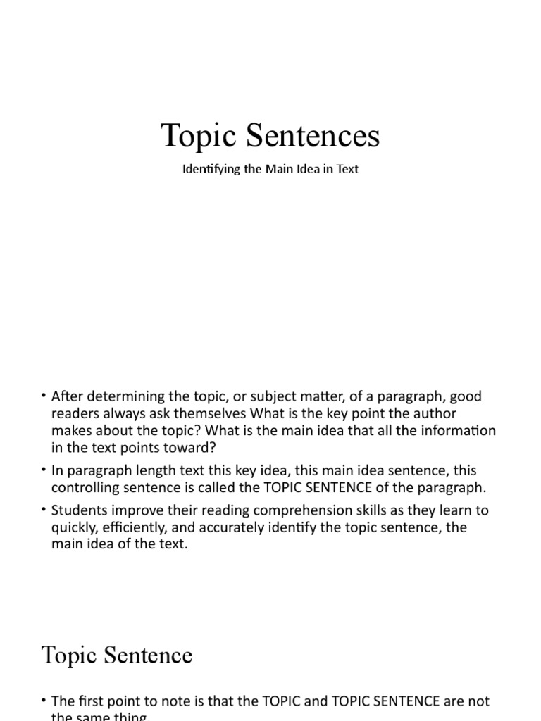 Mastering Topic Sentences | PDF | Sentence (Linguistics) | Idea
