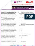 Memory Based Paper - SBI PO Prelims 2020-21 (English Language) Questions