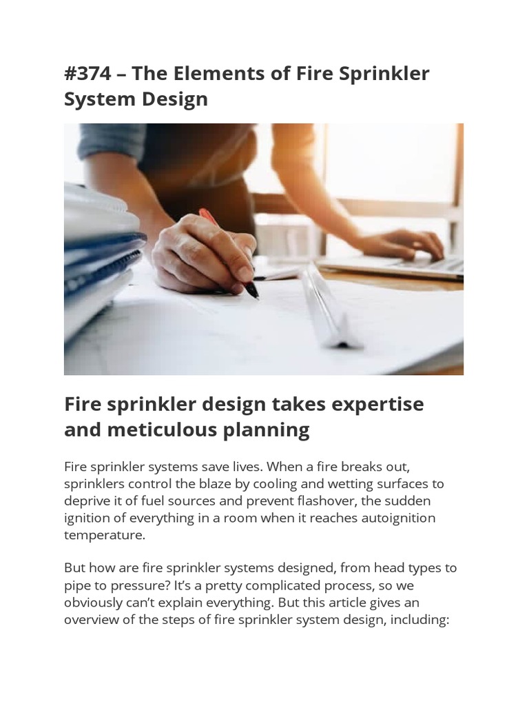 The Elements of Fire Sprinkler System Design PDF Fire Sprinkler