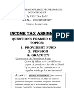 Income Tax Assignment: Questions Framed On The Topics: 1. Provident Fund 2. Pension 3. Gratuity