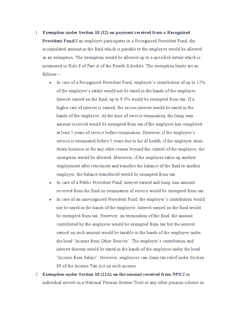 Exemption Under Section 10 PDF Taxes Financial Services