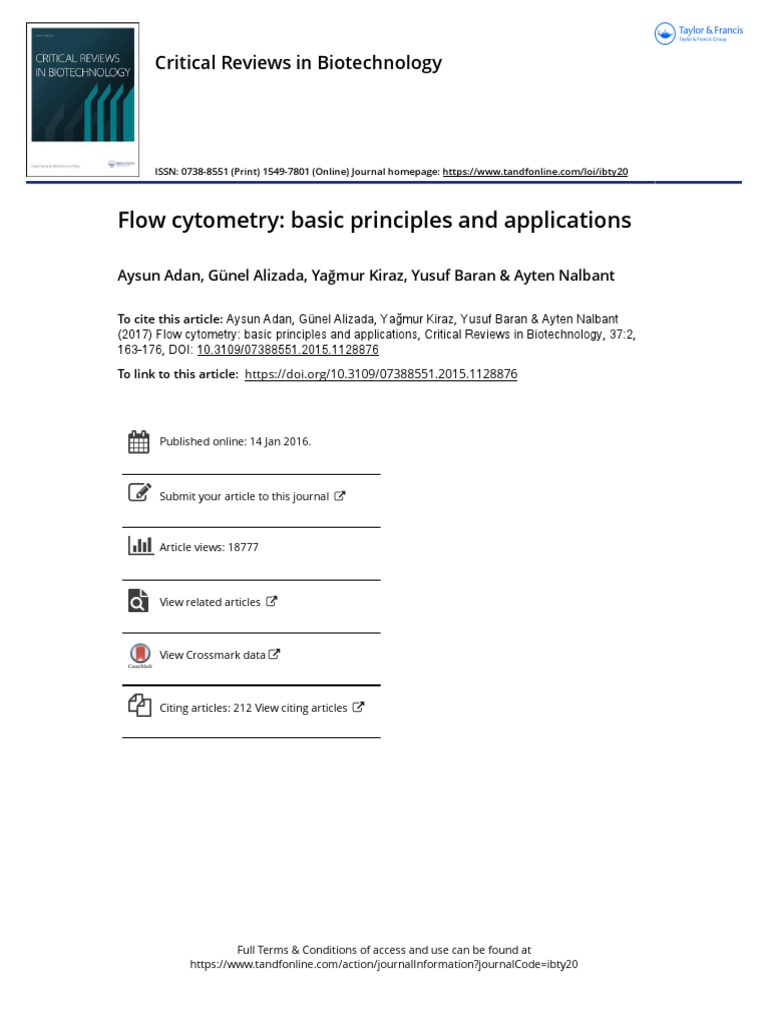 Flow Cytometry Basic Principles and Applications | PDF | Flow Cytometry ...