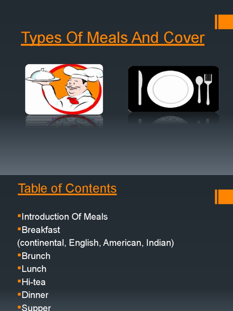 Types of Meals and Covers | PDF | Meal | Tableware